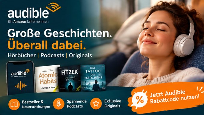 Hörbücher und Podcasts günstiger genießen: Audible Gutschein & Aktionsangebote